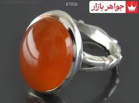 انگشتر نقره عقیق یمنی نارنجی خوشرنگ مردانه [شرف الشمس]
